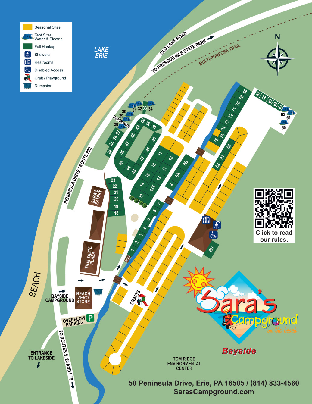 Sara's Campground Bayside Site Map