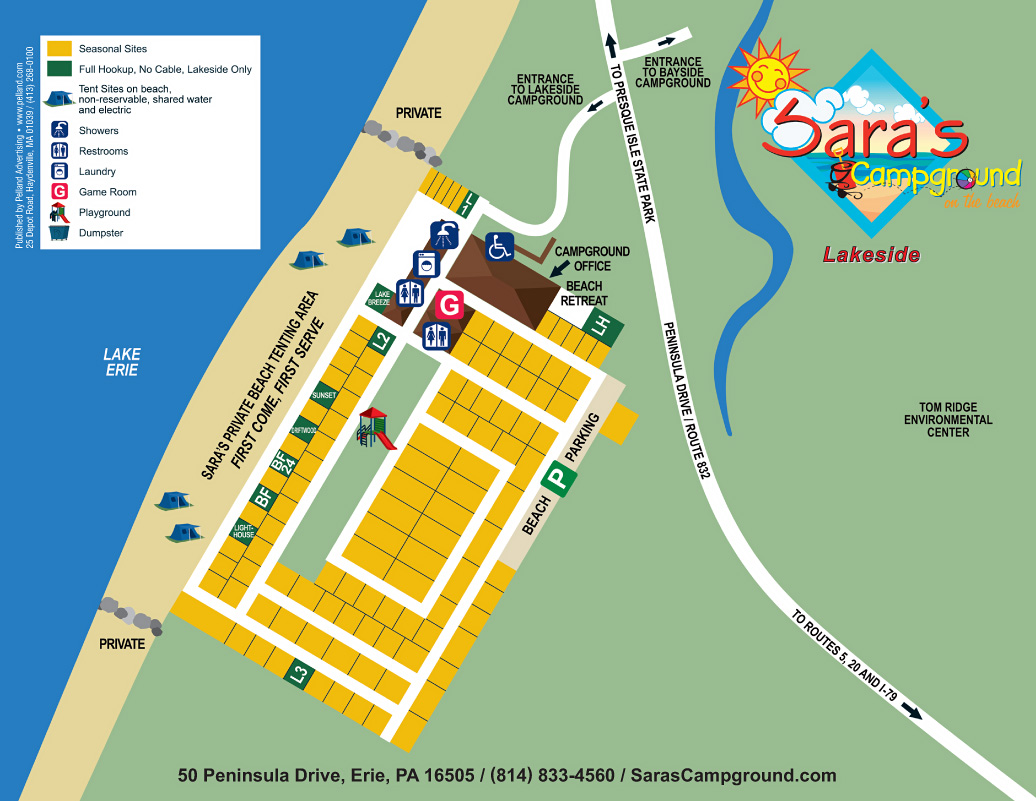Sara's Campground Lakeside Site Map