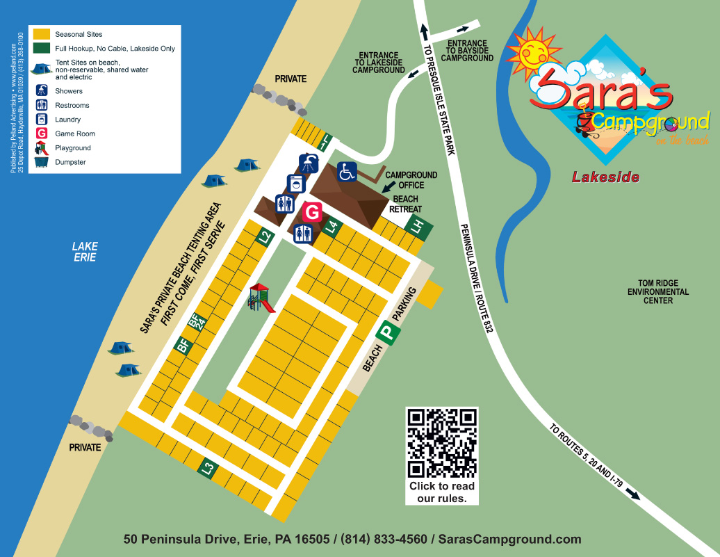 Sara's Campground Lakeside Site Map